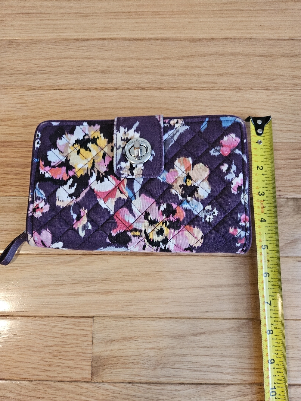 Vera Bradley Purple Floral RFID Turnlock Women's Wallet Indian Rose Pattern - Picture 6 of 6